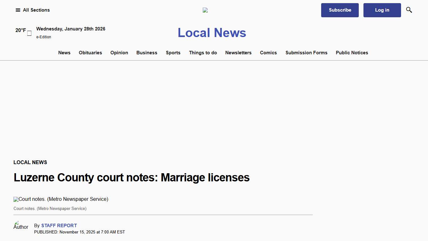 Luzerne County court notes: Marriage licenses – Wilkes-Barre Citizens' Voice